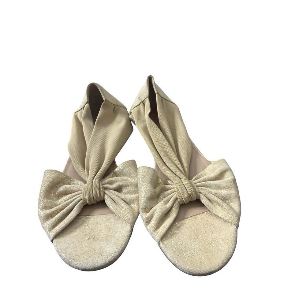 Donald Pliner Champagne gold sandals knotted bow fabric size 8M - Picture 2 of 6